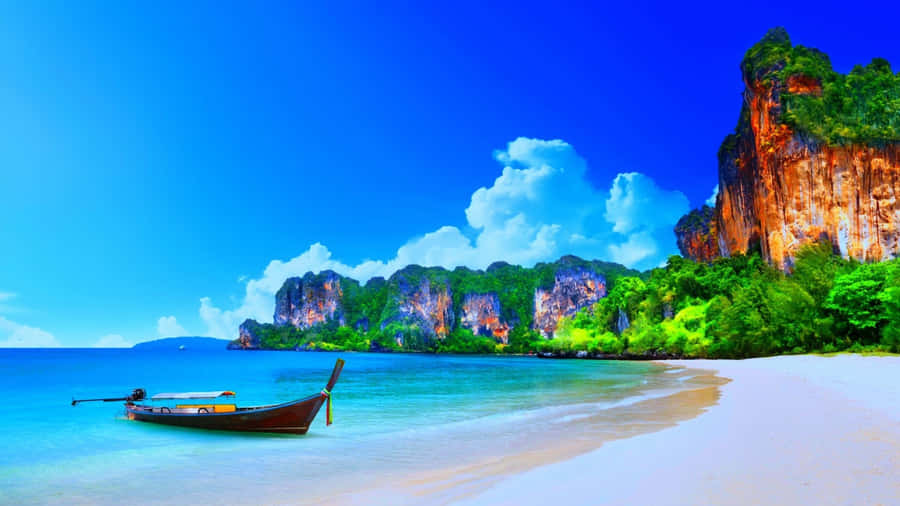 1920x1080 Hd Beach Boat Wallpaper