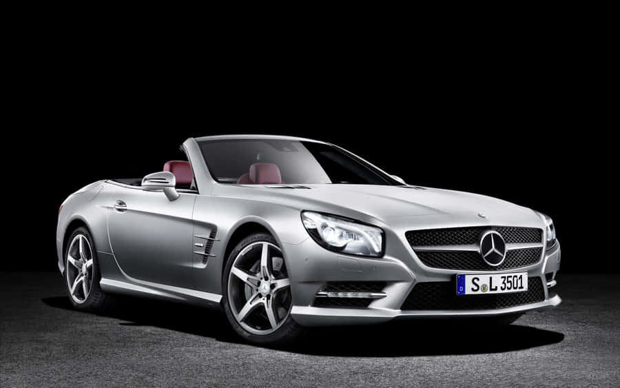 2013 Silver Mercedes Benz Sl Class Black Background Wallpaper