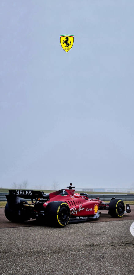 2022 F1 75 Ferrari Phone With Logo Wallpaper