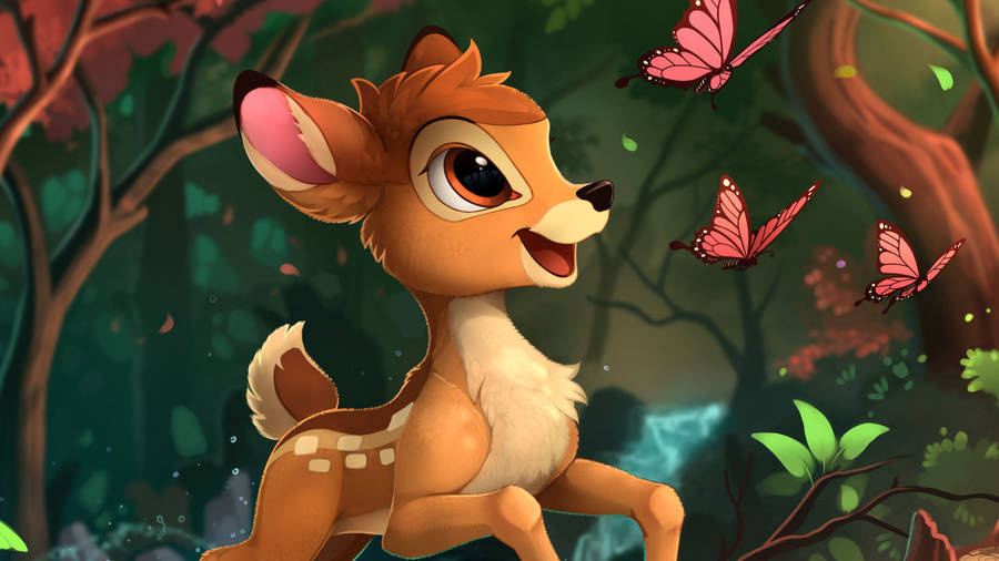 2560x1440 Disney Bambi Butterflies Wallpaper