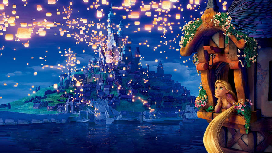 2560x1440 Disney Tangled Lantern Lights Wallpaper