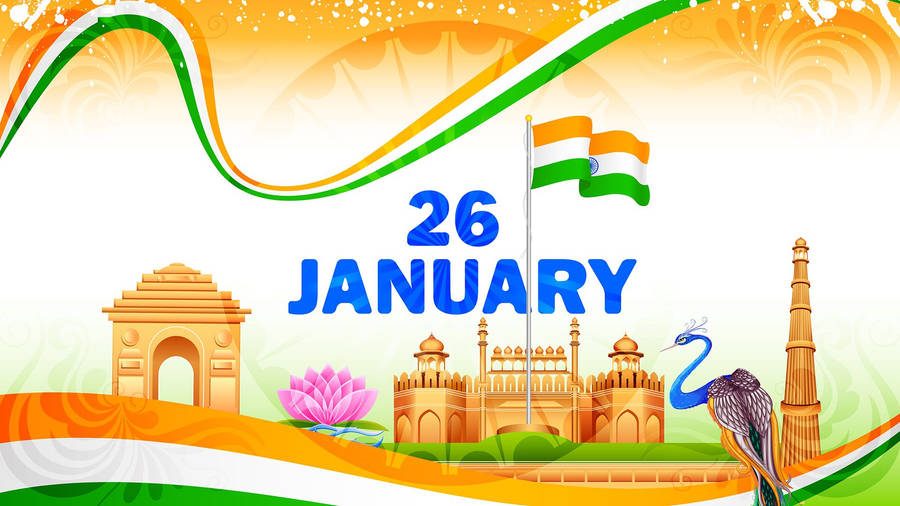 26 January India Republic Holiday With Historical Structures Wallpaper