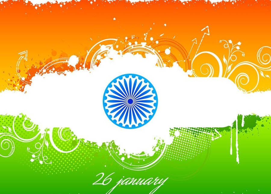 26 January Orange And Green India Flag Abstract Art Wallpaper