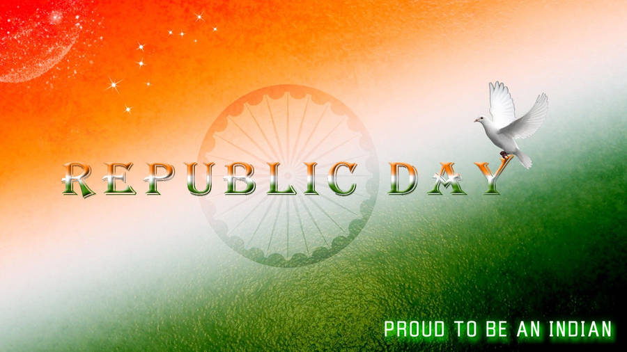 26 January Republic Day Gradient With Dove Wallpaper