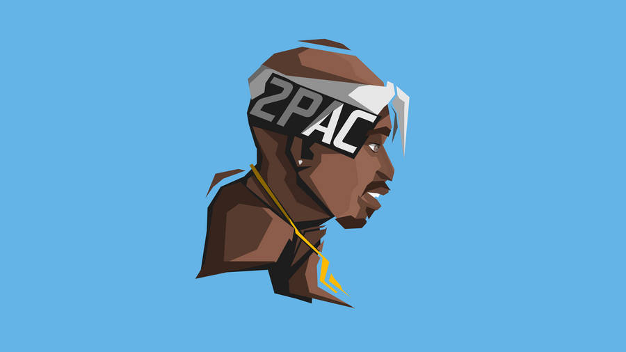 2pac Blue Background 2d Art Wallpaper