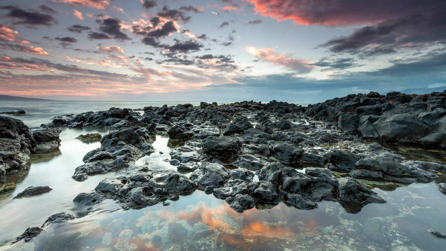 32k Ultra Hd Nature Beach With Rocks Wallpaper