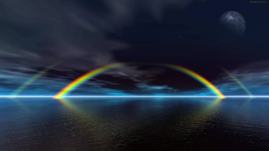 32k Ultra Hd Nature Rainbow Over Sea Wallpaper