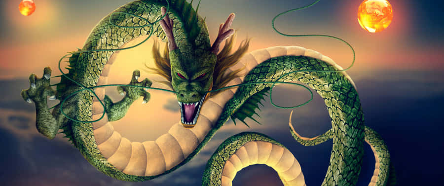 3440x1440 Dragon Green Moon Wallpaper