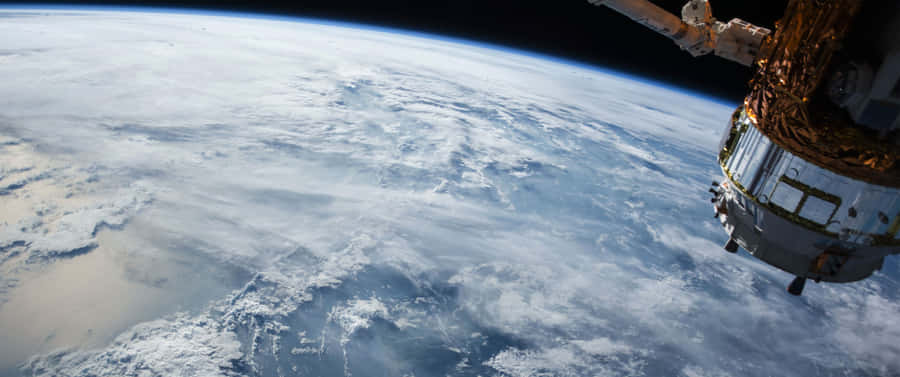 3440x1440 Space With Satellite System Wallpaper