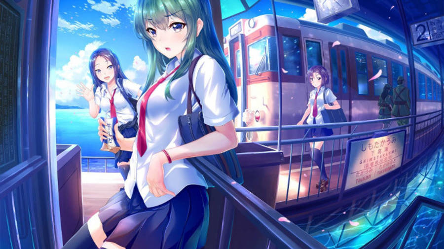 3d Anime Subway Girls 8k Wallpaper