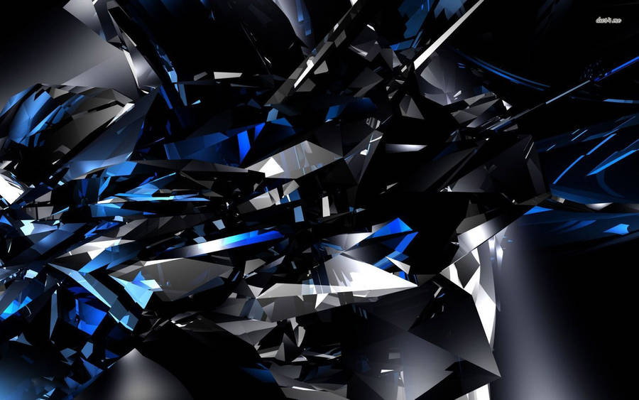 3d Black And Blue Crystals Wallpaper