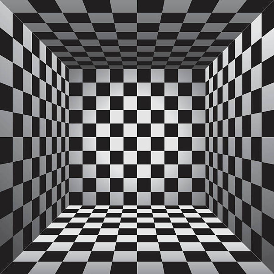 3d Checkered Black And White Squares Illusion Wallpaper