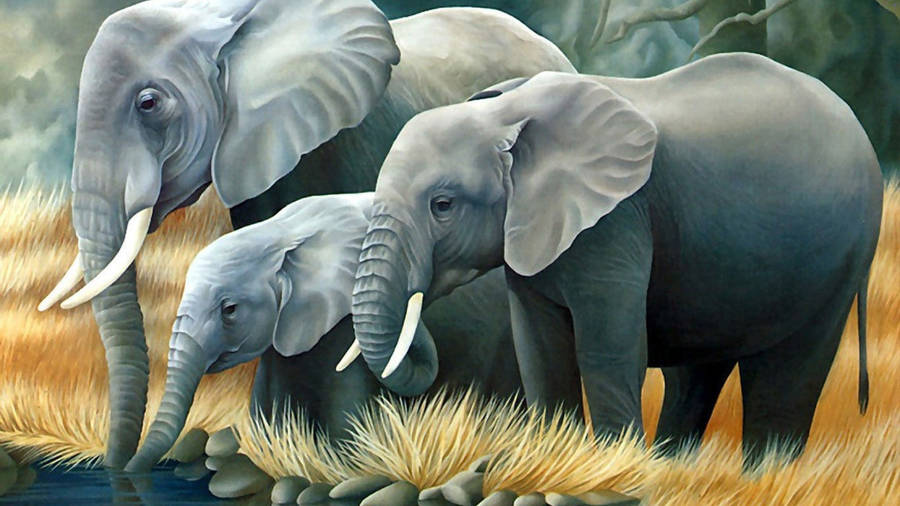 3d Elephant Artwork Wallpaper