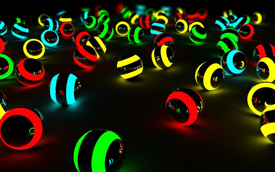 3d Hd Neon Marbles Wallpaper