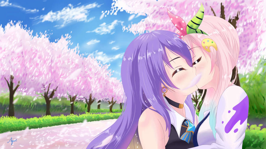 3d Hololive Id Girls Kissing Wallpaper