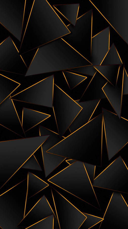 3d Iphone Black And Gold Triangles Wallpaper