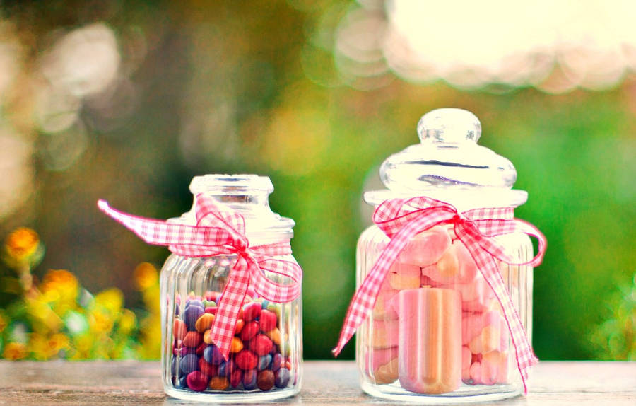 3d Marshmallow Candy Jars Wallpaper