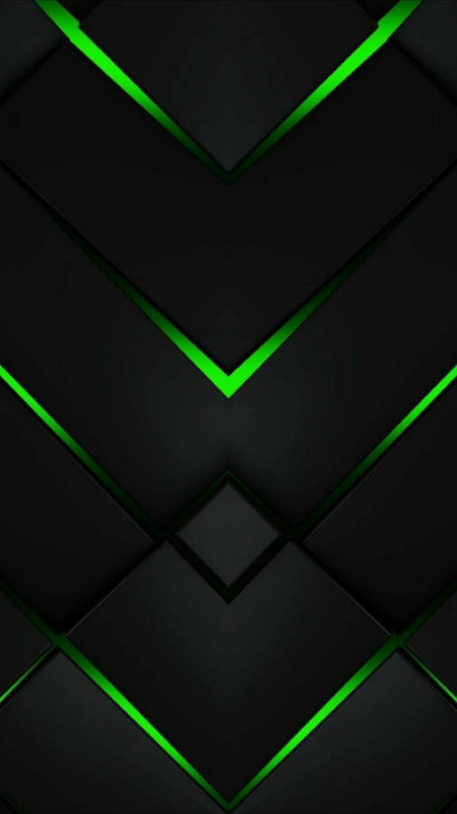 3d Material Neon Green And Black Pattern Wallpaper