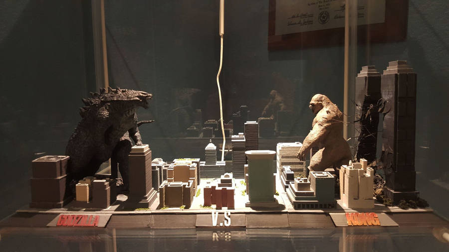 3d Miniature Of Godzilla Vs Kong Wallpaper