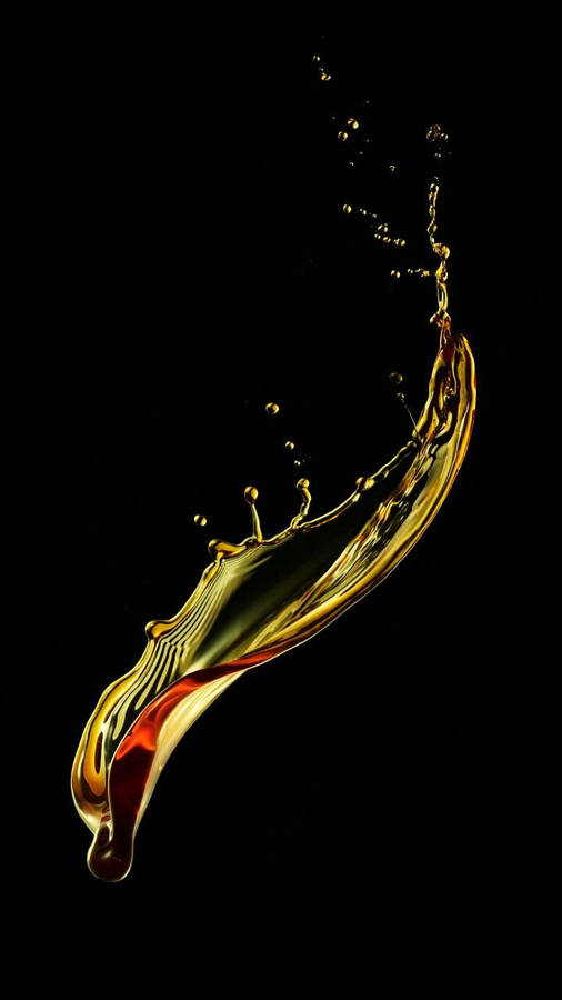 3d Phone Gold Liquid Splash Wallpaper