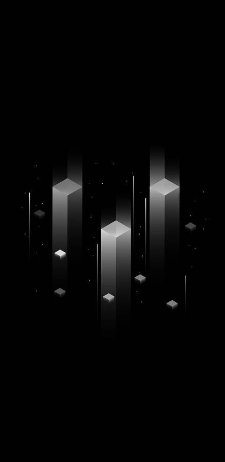 3d Phone Monochrome Pillars Black Background Wallpaper