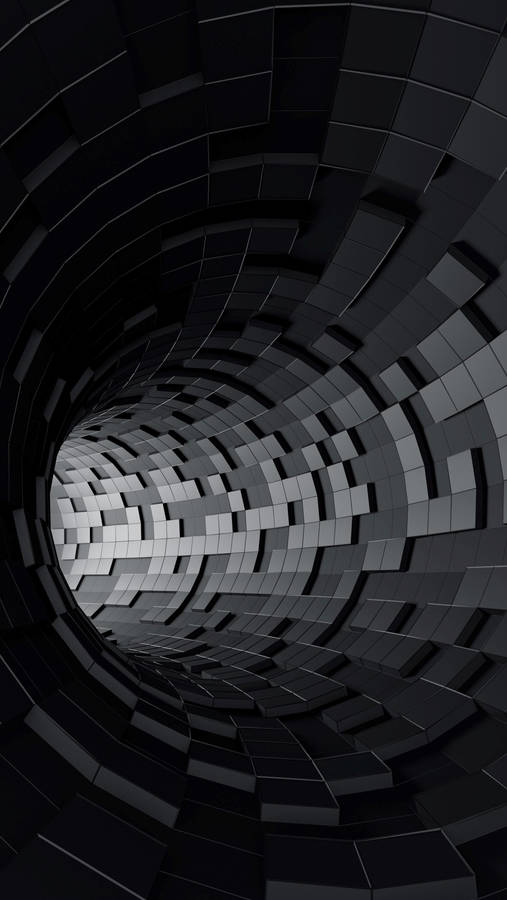 3d Phone Monochrome Tiled Tunnel Wallpaper