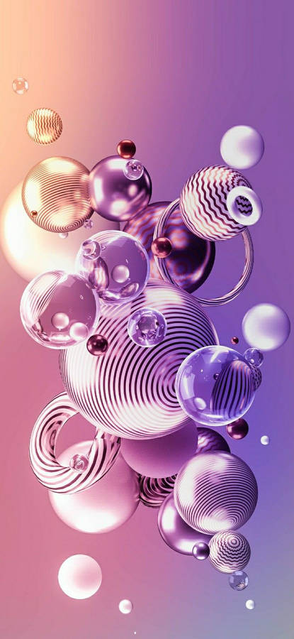 3d Phone Pink Purple Bubbles Wallpaper