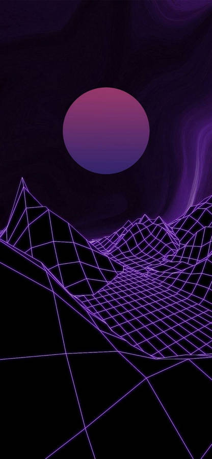 3d Phone Purple Retrowave Landscape Wallpaper