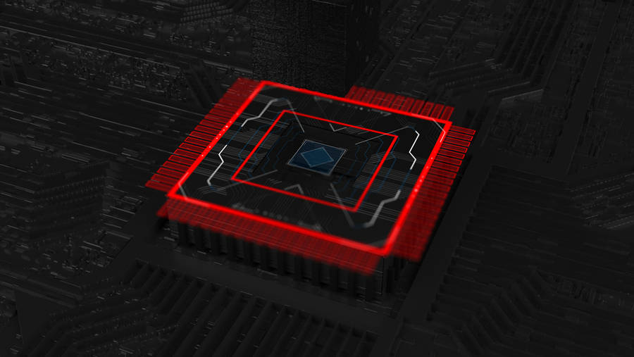 3d Red Processor Chip Wallpaper