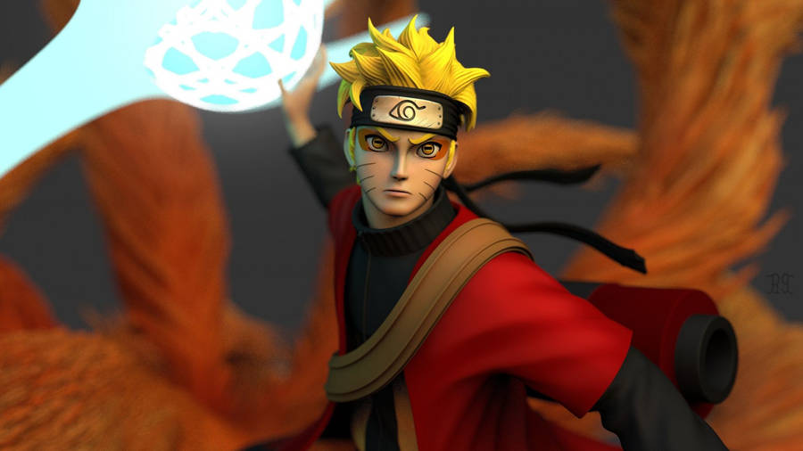 3d Sad Naruto Blue Chakra Wallpaper