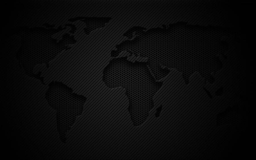 3d World Map Pitch Black Pattern Wallpaper