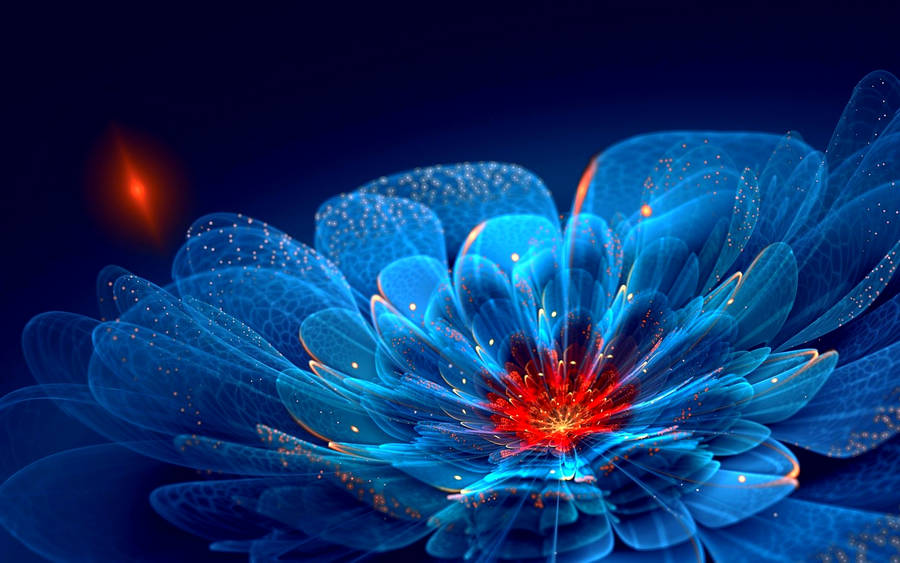 4d Blue Flower Wallpaper