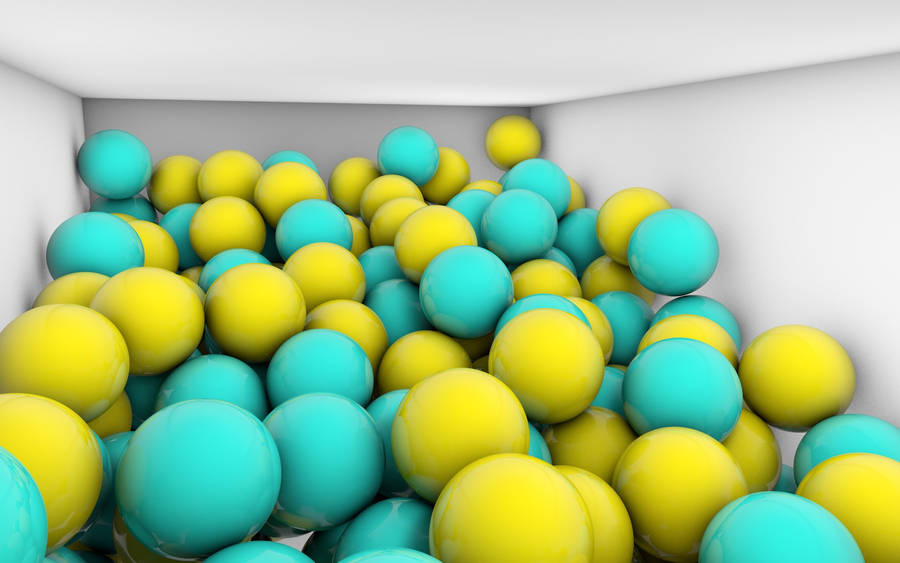 4d Ultra Hd Blue And Yellow Balls Wallpaper