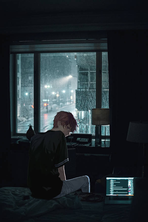 4k Aesthetic Anime Sad Boy Wallpaper