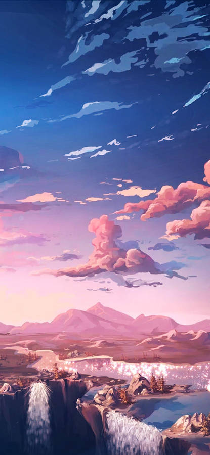 4k Anime Iphone Pink Skies Landscape Wallpaper