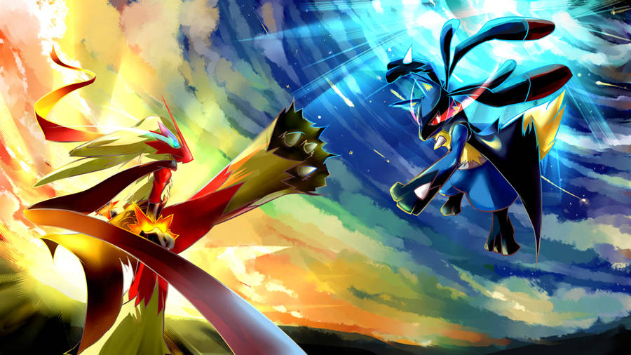 4k Anime Lucario Blaziken Wallpaper