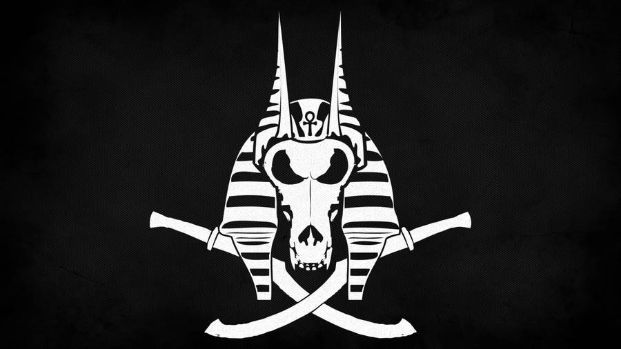 4k Anubis In Jolly Roger Flag Wallpaper