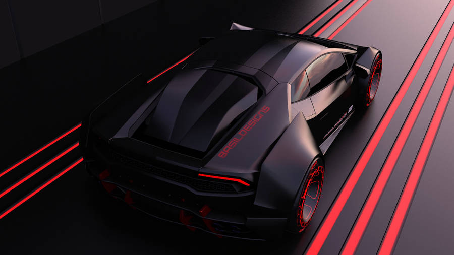 4k Black Car On Black And Red Track Wallpaper