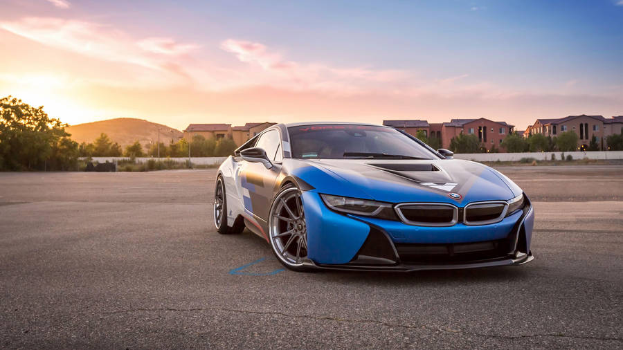 4k Bmw I8 Blue Wallpaper