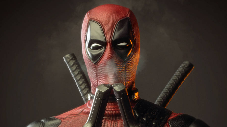 4k Deadpool Blowing Smoke Wallpaper