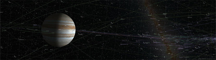 4k Dual Monitor Jupiter And Constellations Wallpaper