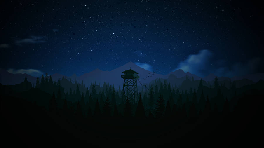 4k Firewatch Tower At Night Wallpaper