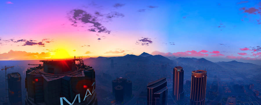 4k Gta 5 Rooftops Of Los Santos Wallpaper