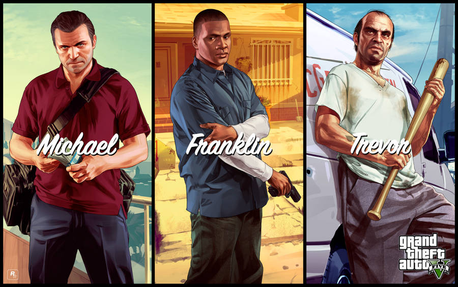 4k Gta 5 Split-screen Characters Wallpaper