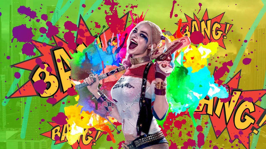 4k Harley Quinn On A Wall Wallpaper