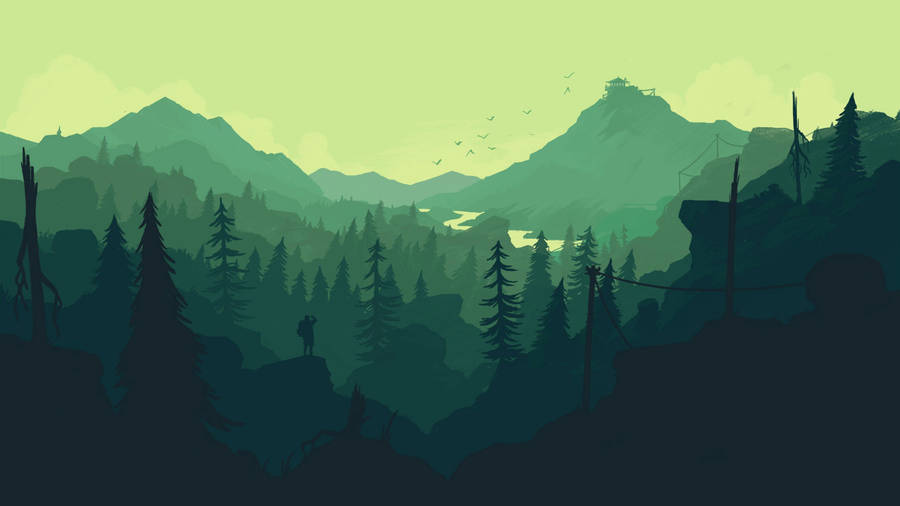 4k Minimalist Green Aesthetic Forest Wallpaper