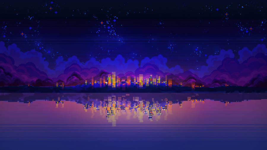 4k Minimalist Pixelated City Wallpaper