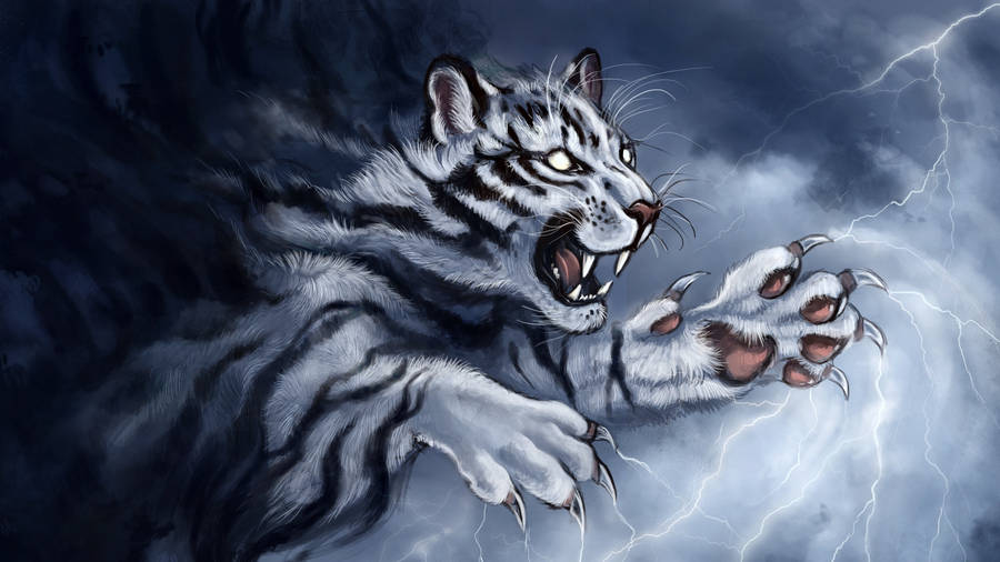 4k Moving White Tiger Desktop Wallpaper