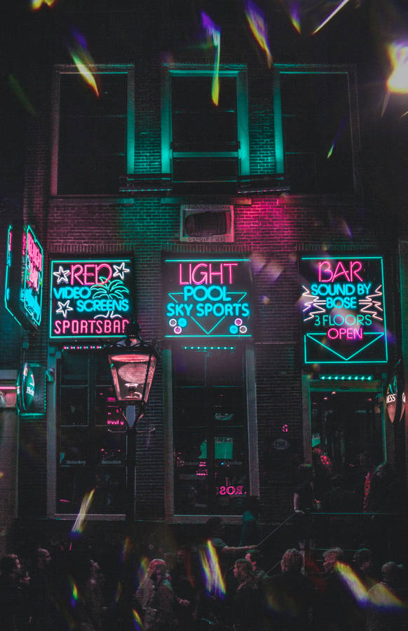 4k Neon Bar Signs Wallpaper