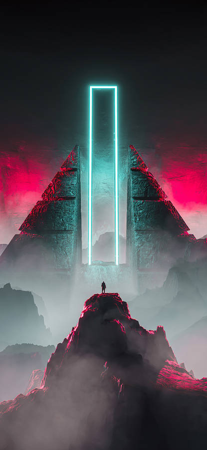 4k Neon Iphone In Pyramid Wallpaper